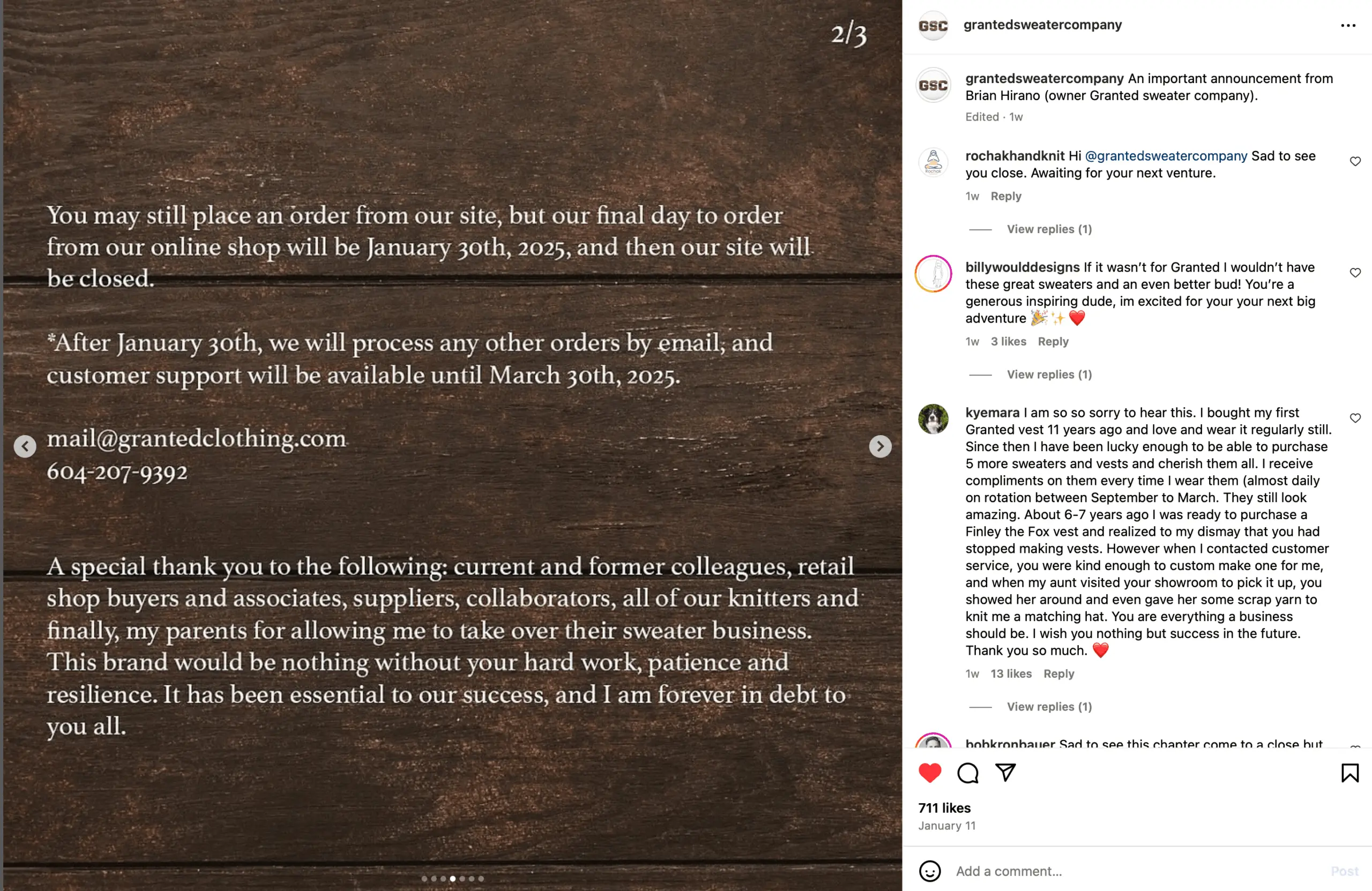 服装品牌关闭了Instagram帖子2