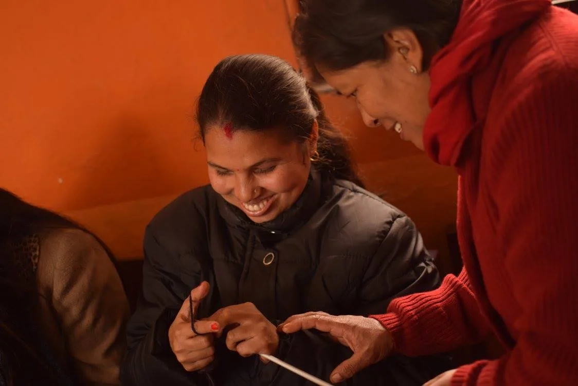 Providing training to Blind people at Sparsha Project